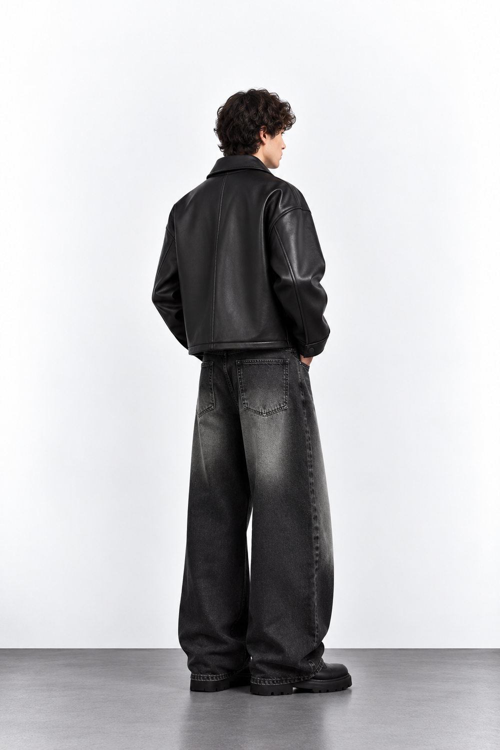 CROP LEATHER JACKET