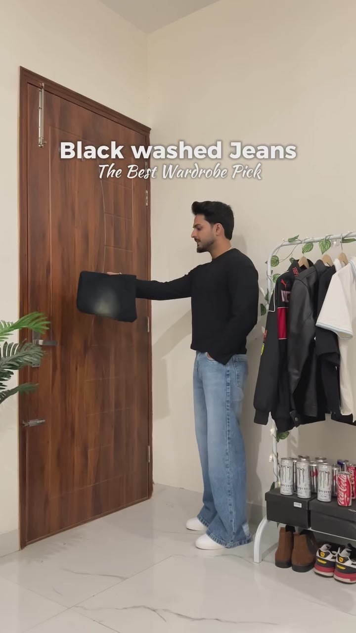 VALKNOX VINTAGE BLACK WIDE-LEG JEANS