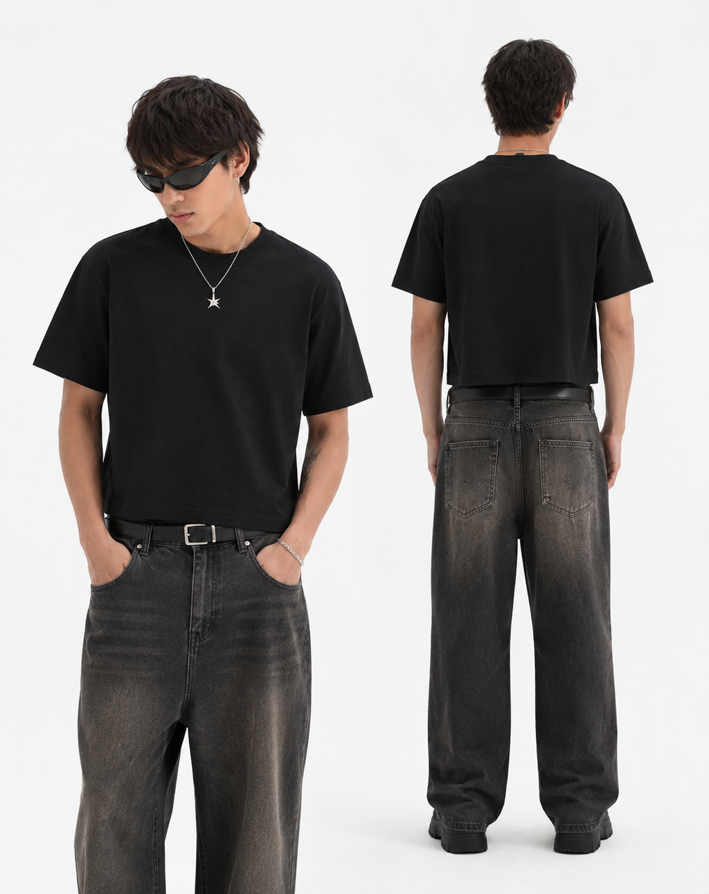 BLACK CROP T-SHIRT