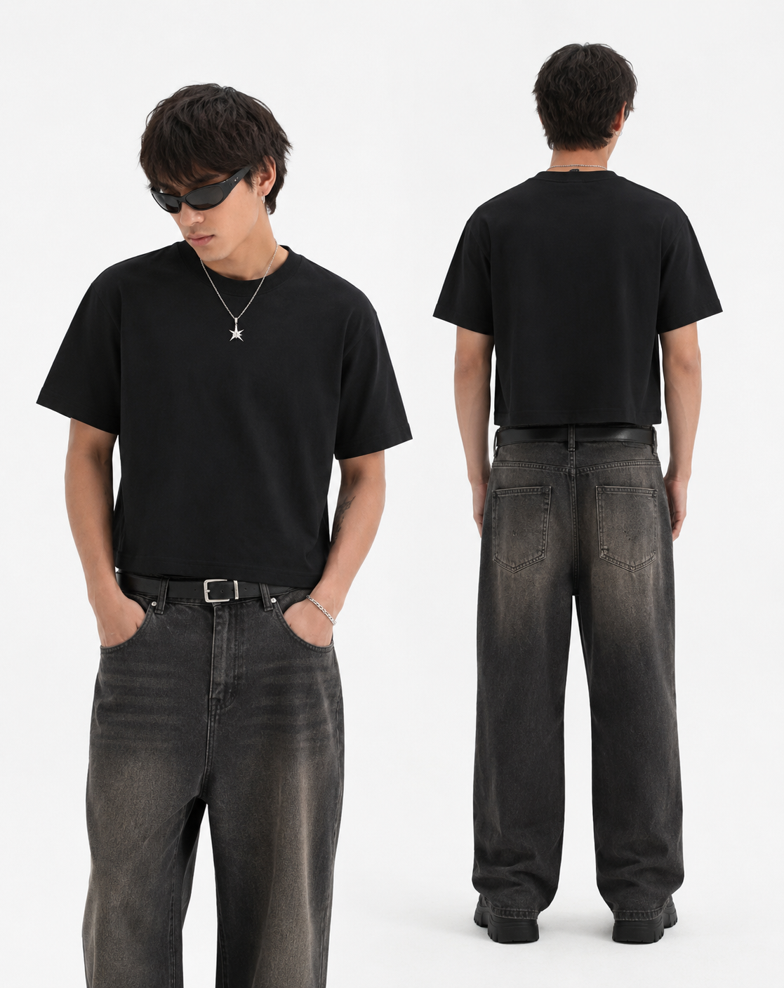 BLACK CROP T-SHIRT